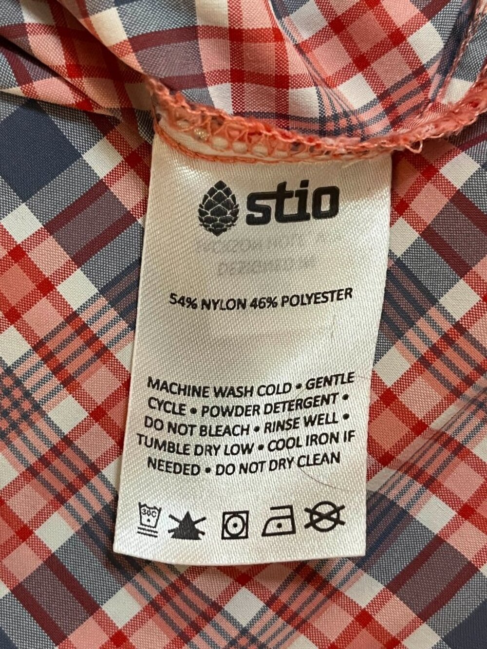 Stio Women’s Pearl Snap Plaid Shirt Red, Blue & White Western Nylon Poly Medium - Picture 8 of 11